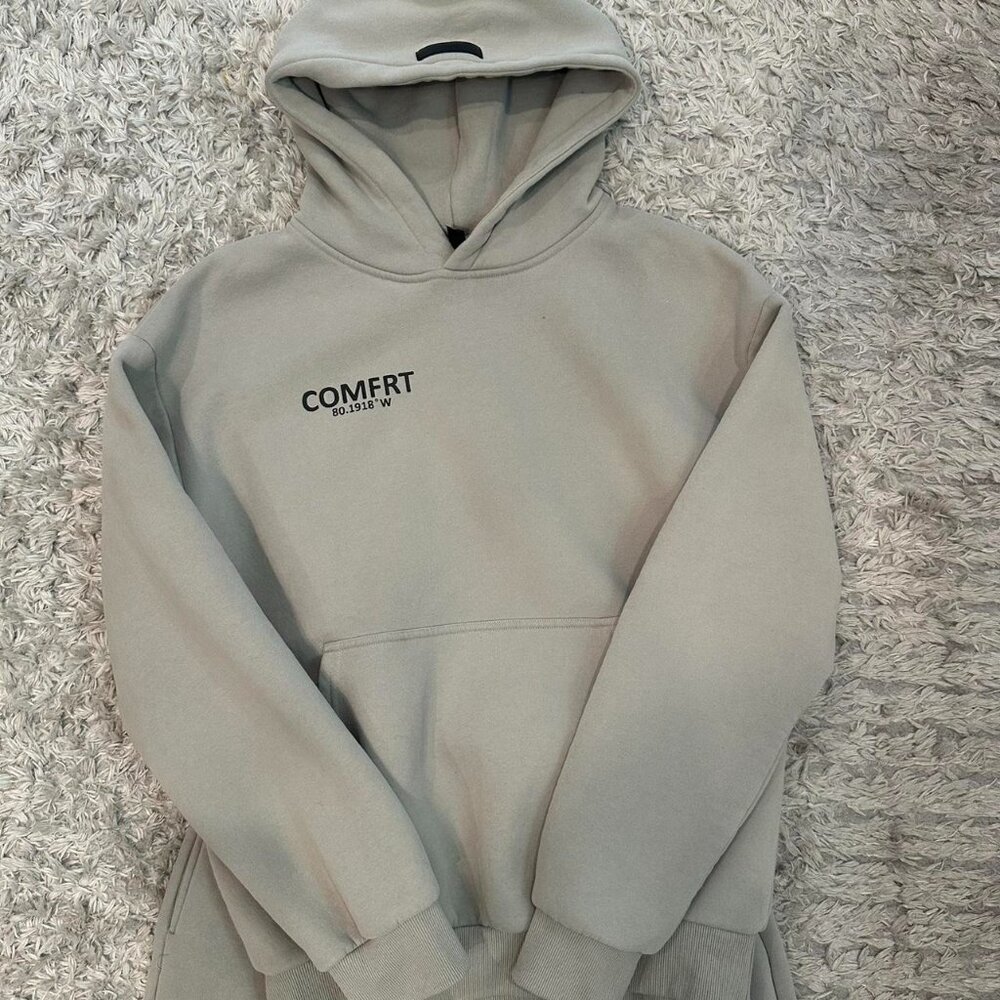 Women's Grey and Cream Hoodie